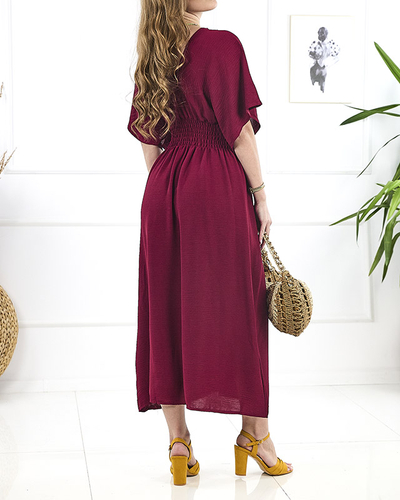 Бордовое женское платье-миди PLUS SIZE- Clothing