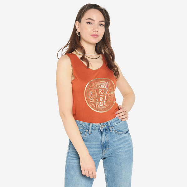 Moteriškas viršus su auksiniu kupranugarių raštu - Drabužiai