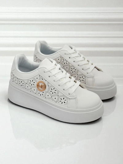 Женские кроссовки Aelia Royalfashion на платформе белые ажурные экрю