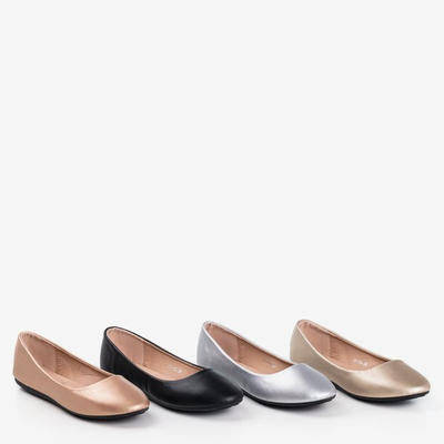 Srebrne eko-skórzane damskie baleriny Mareusa - Obuwie