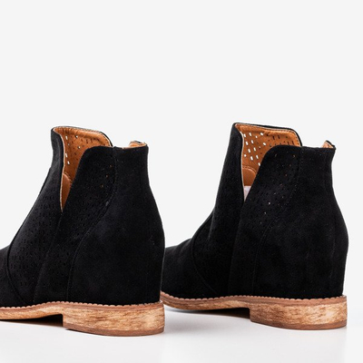 Черные женские ботинки на скрытой танкетке Besis