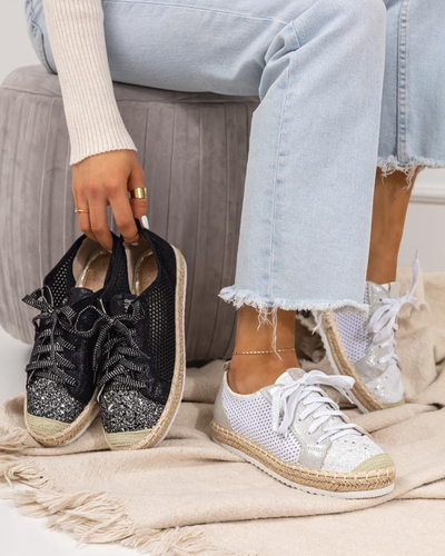 Juodi Akoio ažūriniai sportbačiai su blizgučiais - Avalynė