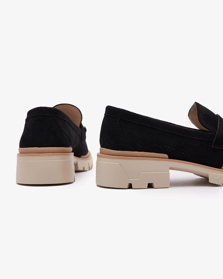 Черные ажурные женские мокасины с цепочкой Imerila - Обувь