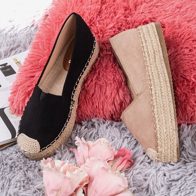 Jasnobrązowe espadryle na platformie Roseanne - Obuwie