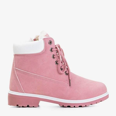 OUTLET Розовые походные ботинки с белой вставкой Adeline - Обувь