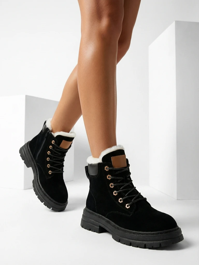 "Royalfashion" Moteriški apšiltinti juodi traperių batai "Radoras"