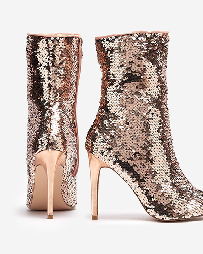 OUTLET Розово-золотые женские сапоги с блестками Lexillo- Footwear