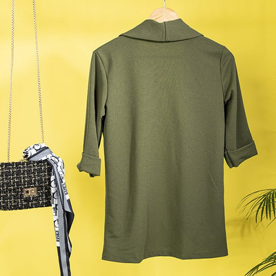 Зеленый женский пиджак без застежки