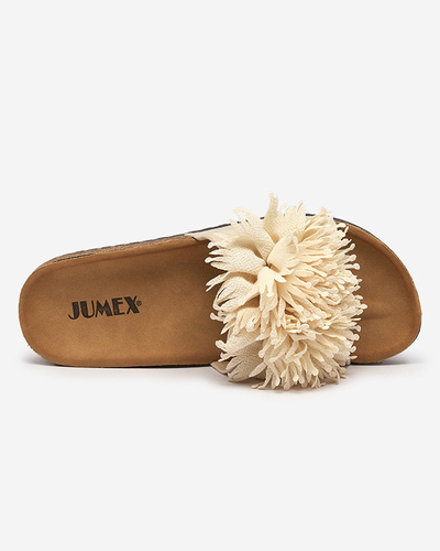 OUTLET Moteriškos šlepetės su smėlio spalvos audinio ornamentu Ailli- Avalynė