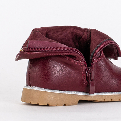 Mergaičių bordo spalvos aulinukai su dekoratyviniu Nokimi-Shoes batviršiu