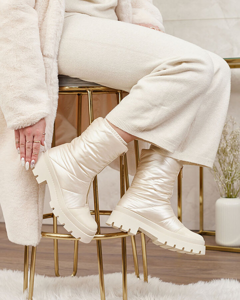 "Royalfashion" moteriški batai "Tainve Beige Flat Heel Boots"