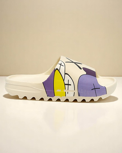 Moteriški sandalai „Flora“ kreminės spalvos guminiai patogūs vasarai