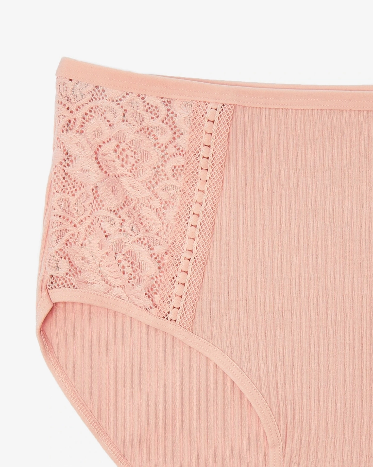 Rausvos spalvos briaunuotos moteriškos kelnaitės PLUS SIZE - Apatinis trikotažas