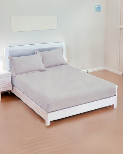 Medvilninė pilka paklodė su guma 200x220 - Lakštai