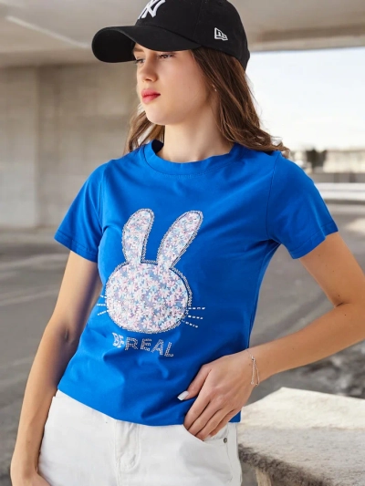 Royalfashion Женская хлопковая футболка с зайцем Say Be Real