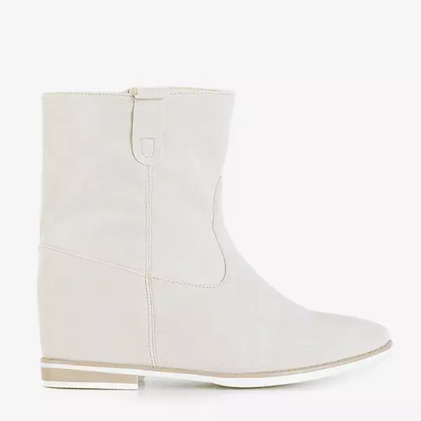 OUTLET Бежевые сапоги а-ля ковбойские сапоги на комнатной танкетке Teilor - Обувь