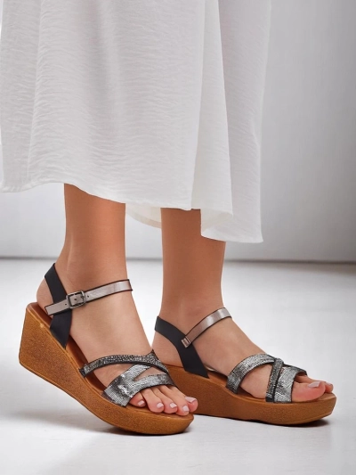 Royalfashion moteriški aukštakulniai sandalai su strazdanais ir blizgučiais Eclat