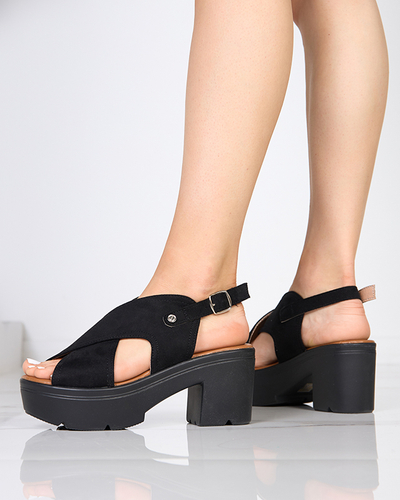 Черные босоножки на каблуке Mihele