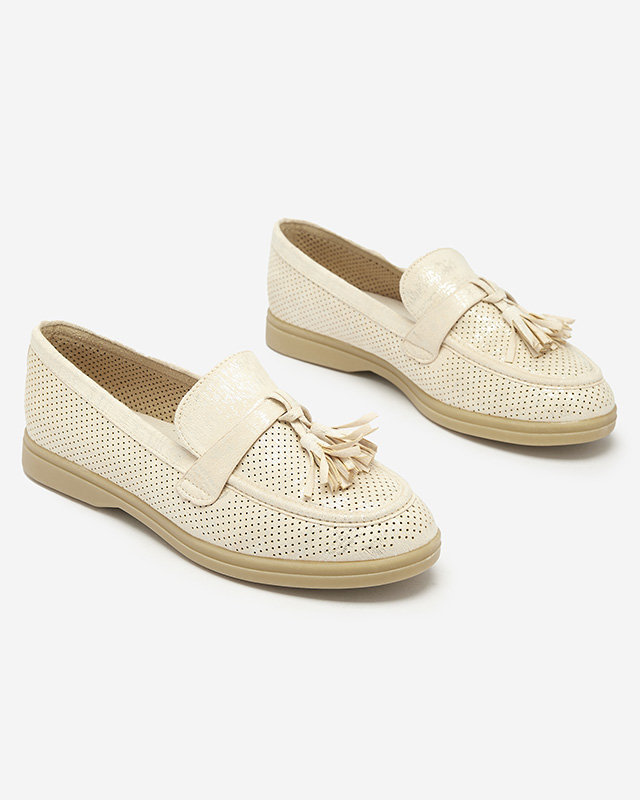 Кремовые женские мокасины с украшением Parffes- Footwear