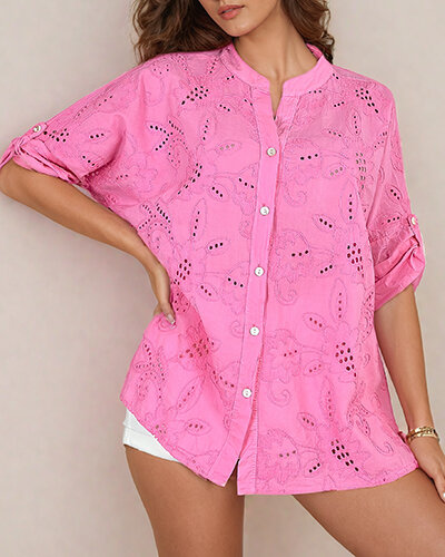 "Royalfashion" Moteriški oversize siuvinėti marškiniai