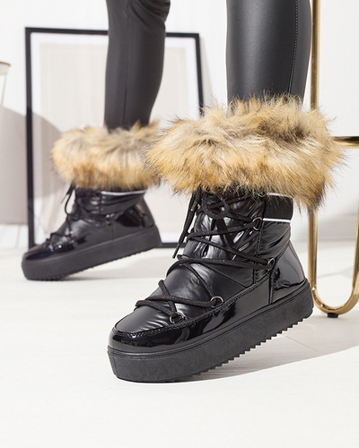 Черные женские лакированные сапоги-снегоступы Luccav- Footwear