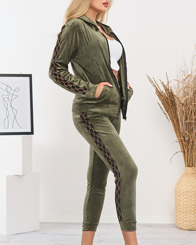 Moteriško sportinio kostiumo komplektas su žaliomis juostelėmis - Drabužiai