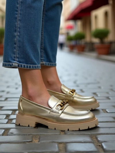 Royalfashion Женские мокасины с золотым покрытием Goldlove