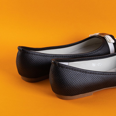 Черные женские ажурные балетки с бантом Alemonia