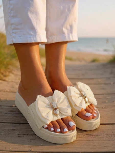 Royalfashion Platform Slides with Bow - Straight Up Dope