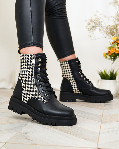 Royalfashion Juodi moteriški batai su "Zatafel pepite" įdėklu