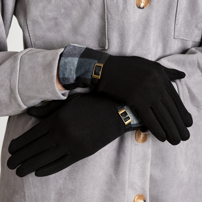 Juodos moteriškos pirštinės su languotu įdėklu - Priedai