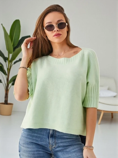 Royalfashion Moteriškas viskozės megztinis su trumpomis rankovėmis