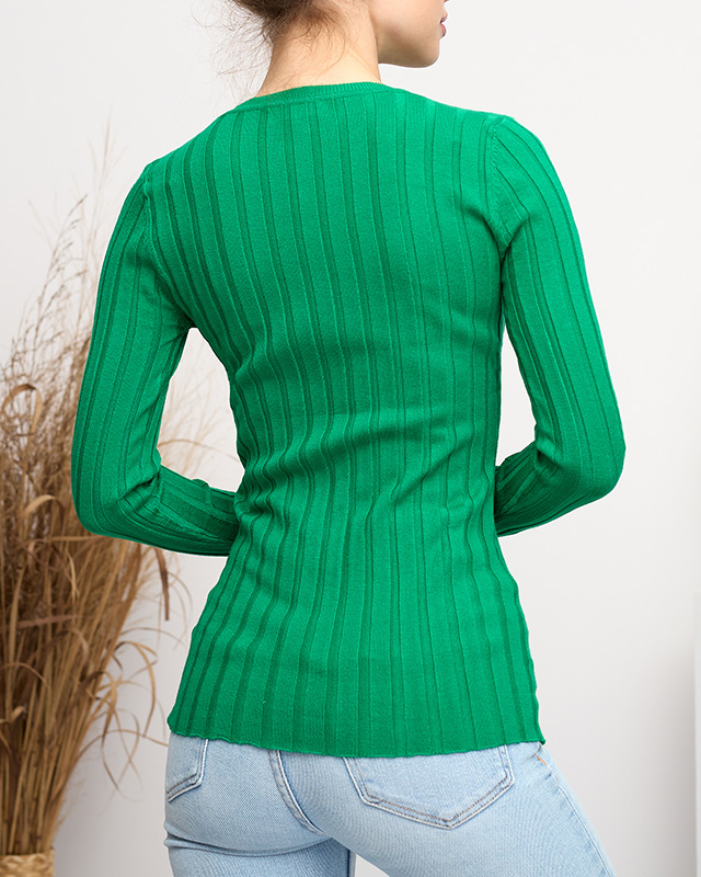 Женский свитер в зеленую полоску - Одежда