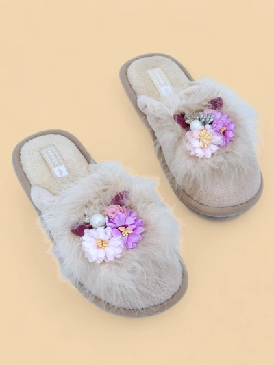 Royalfashion Женские меховые slippers с цветами Ederra