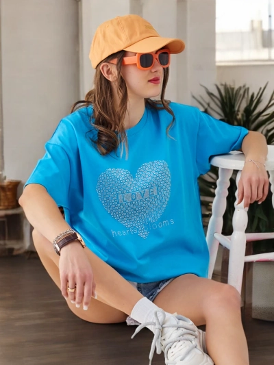 Royalfashion Moteriškas medvilninis t-shirt LOVE su kruopomis