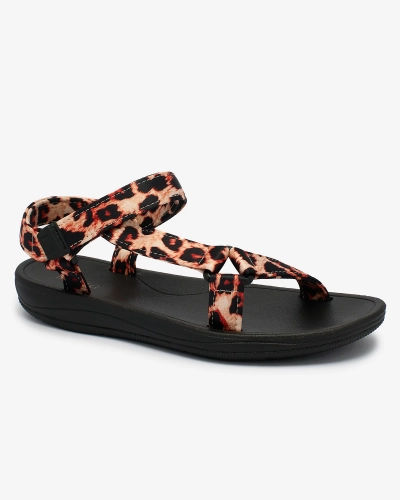 Royalfashion Smėlio spalvos moteriški sandalai su leopardo raštu Leonno
