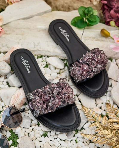 "Royalfashion" Moteriškos "Loberra" šlepetės su akmenukais