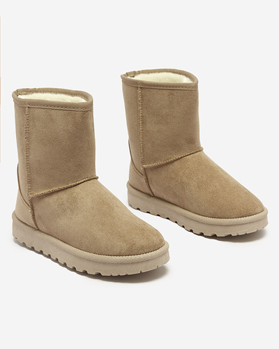 Женские утепленные снегоступы из эко-замши светло-коричневого цвета Xetik - Обувь