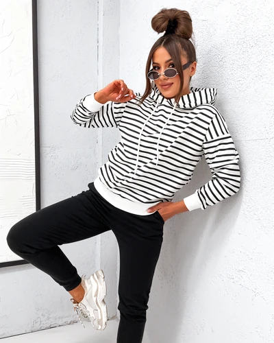 Royalfashion Moteriškas dryžuotas treningų rinkinys