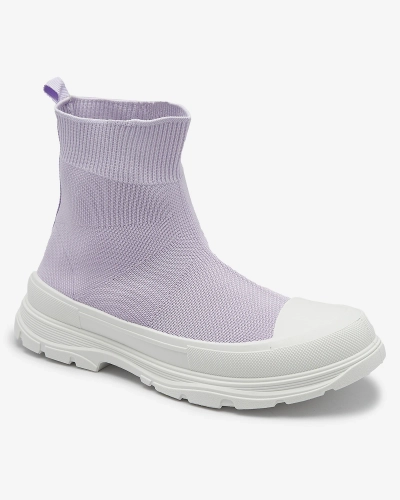 Фиолетовые женские высокие спортивные туфли-слипы а'ля кроссовки Vertiks - Обувь