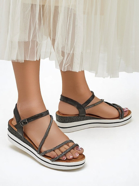 Royalfashion moteriški pleištiniai sandalai su cirkoniais Ballosa