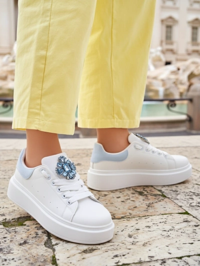 Aurelia Bianco – Белые женские кроссовки на платформе с гламурным украшением