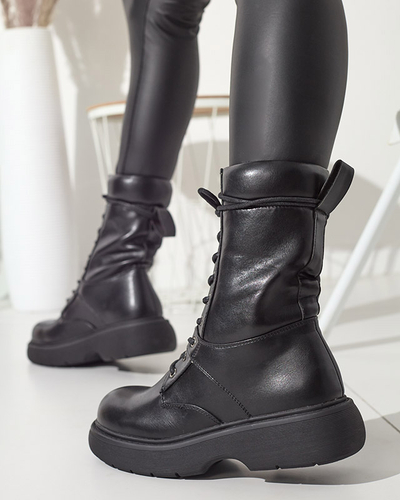 Черные женские сапоги на шнуровке Ferisis - Обувь