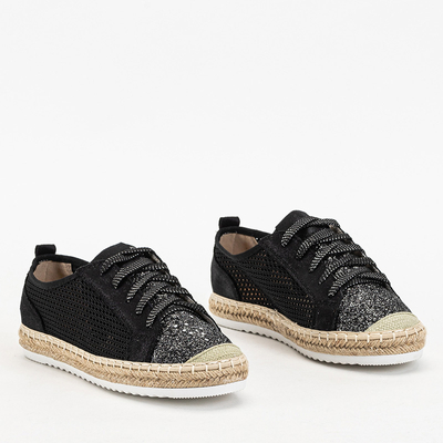 Juodi Akoio ažūriniai sportbačiai su blizgučiais - Avalynė