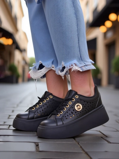 Aurelia Nero - Czarna platforma Royalfashion z eko skóry, model LH201-8