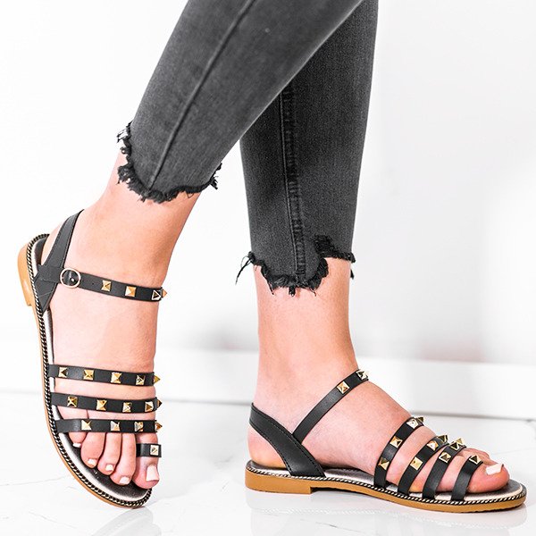 Czarne sandały ze złotymi ćwiekami Sokoto - Obuwie