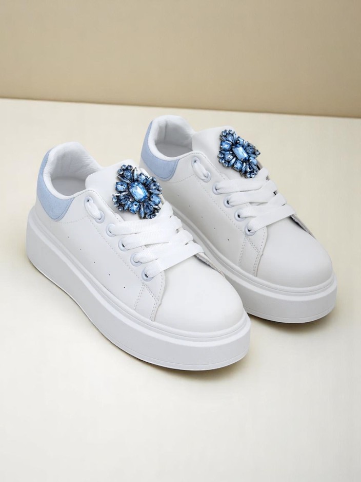 Aurelia Bianco – Белые женские кроссовки на платформе с гламурным украшением