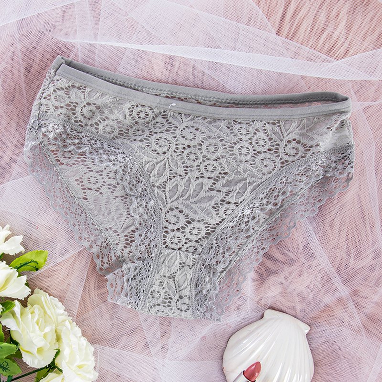 Pilkos nėriniuotos moteriškos kelnaitės PLUS SIZE - Apatinis trikotažas