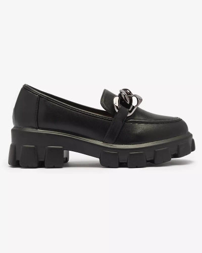 Женские мокасины из экокожи черного цвета с орнаментом Bovano- Footwear