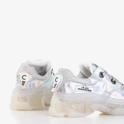 OUTLET Серебристые женские кроссовки с голографическим покрытием Haohan - Обувь